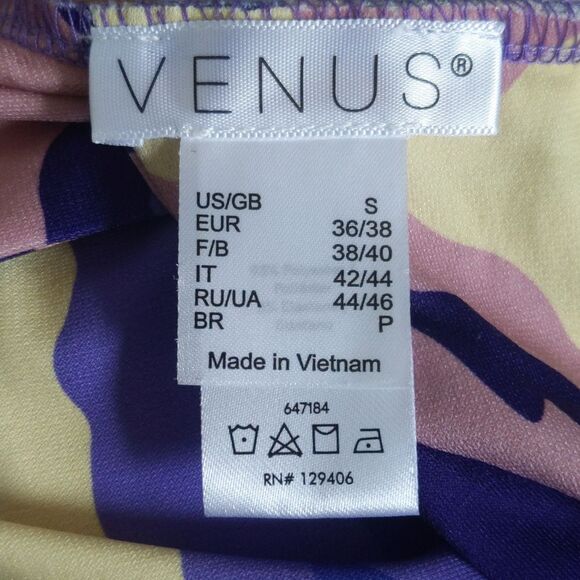 Venus criss cross tie back tank top, stretchy, abstract zebra print, purple S - Picture 4 of 7